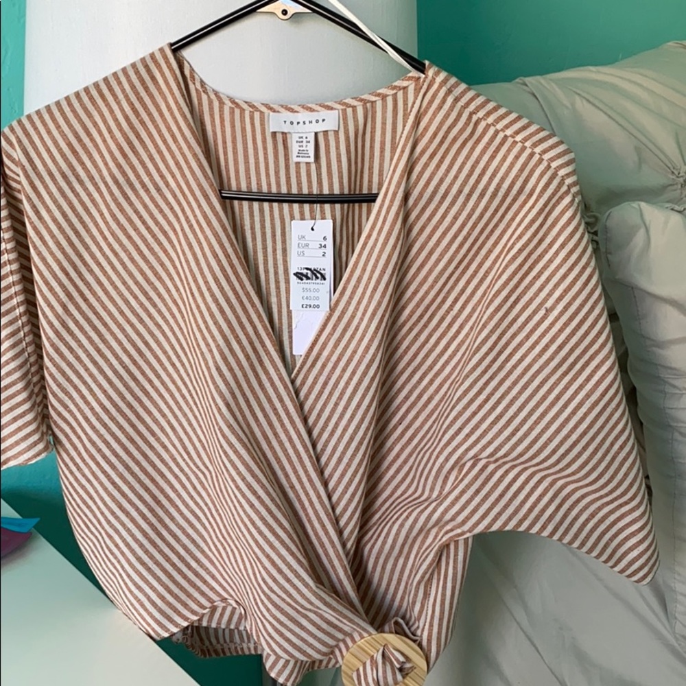 Brand New Top Shop Wrap Around Cropped Blouse